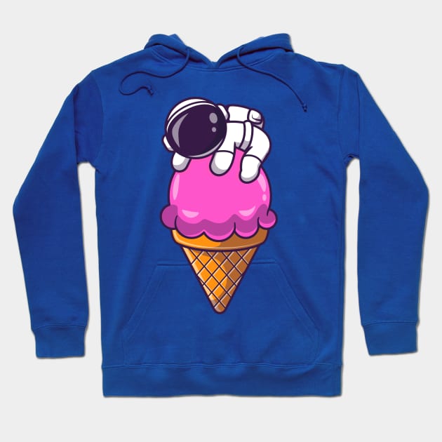 Astronaut On Ice Cream Cone Cartoon Hoodie by Catalyst Labs